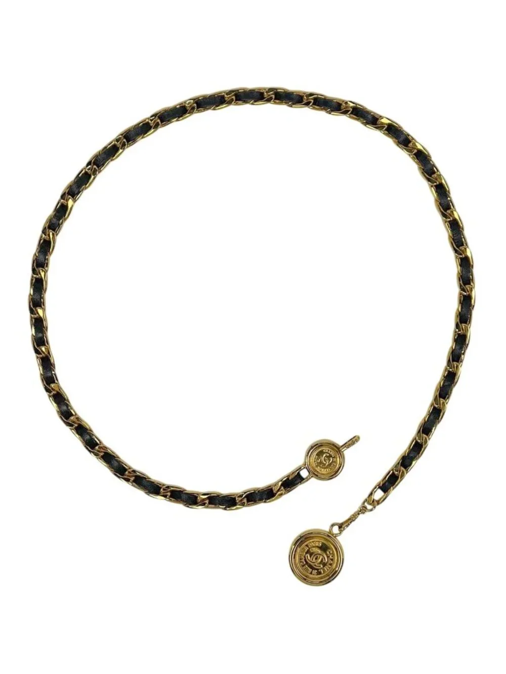 Chanel CC Logo Chain Belt 31 Rue Cambon Leather Gold CHANEL CC Logo 31 RUE CAMBON Chain Belt Gold 94A #AG993  main image 4